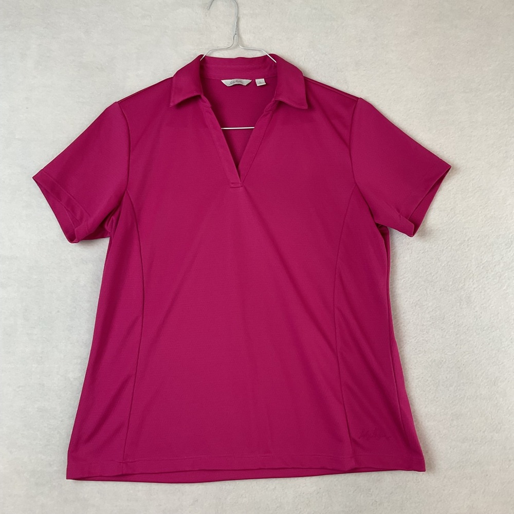 Lady Hagen Womens Large L Golf Polo Shirt Magenta Pink V-Neck Short Sleeve